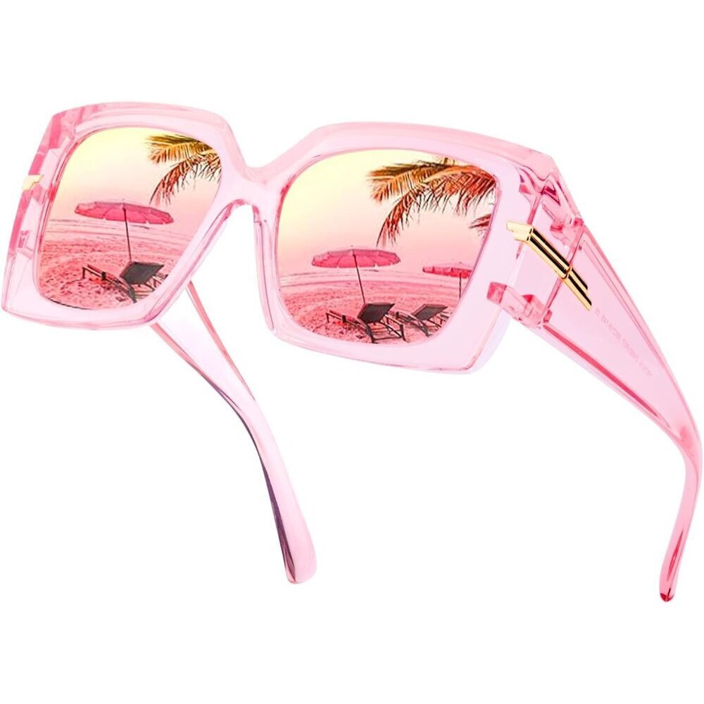 Women's C04 Pink Trendy Stylish Oversized Polarized Fit Over Sunglasses